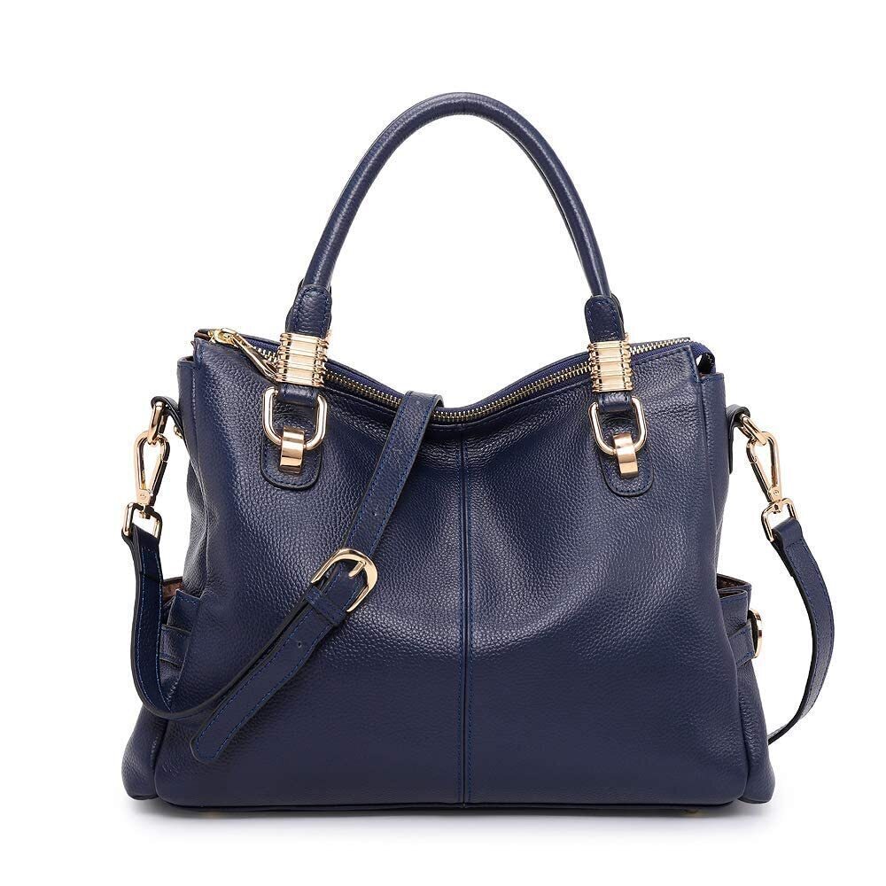 7958 Leather Purses and Handbags, Satchel Tote Shoulder Bag Dark Blue